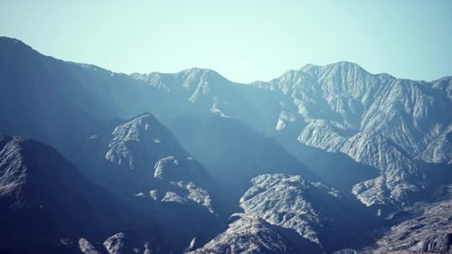 View of the Afghan Mountains in Fog