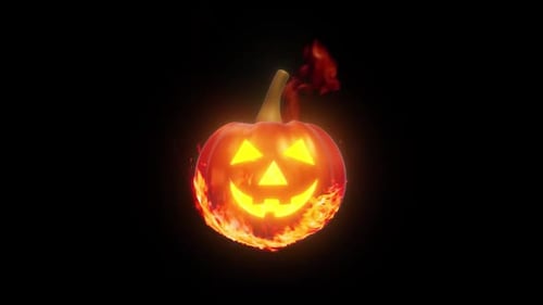 Halloween-Kürbiskopf in Flammen V2