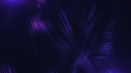 Purple fiber optic moving light particles from center on black background.