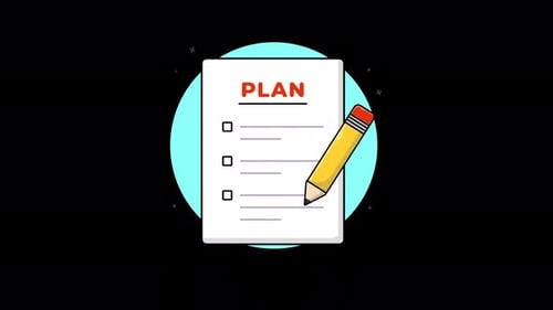 Animated Flat Design Planning Checklist with Pencil