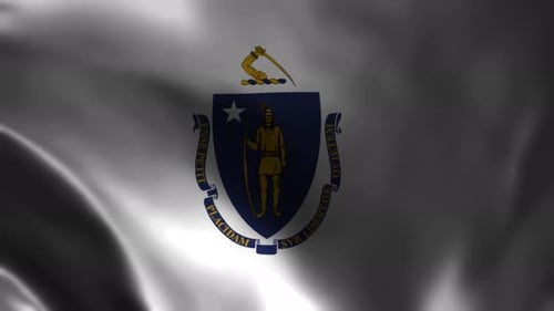 Massachusetts State Flag Waving Animation Loop