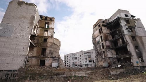 Destroyed Buildings in a War-torn City