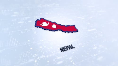 Modern 3D Animated Map of Nepal with Flag and Digital Background
