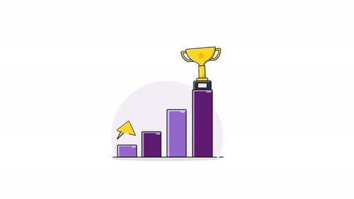 Animated Business Growth Bar Chart with Trophy