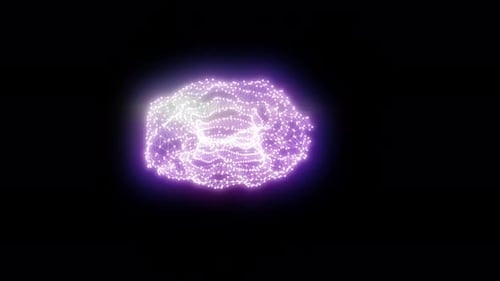 Purple digital spiral with glowing nodes and an asymmetrical ring structure