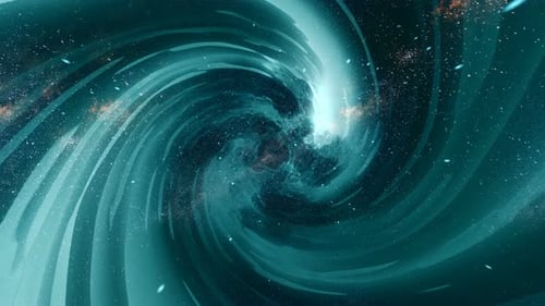 Time Warp Traveling Through Spinning Wormhole Tunnel Concept