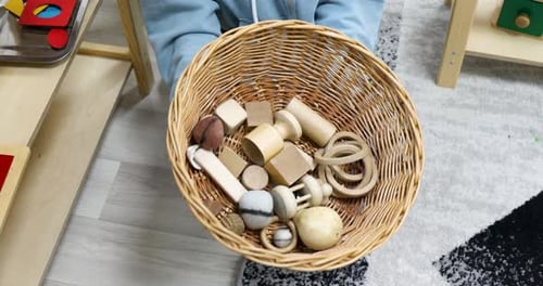 Close up of montessori toys