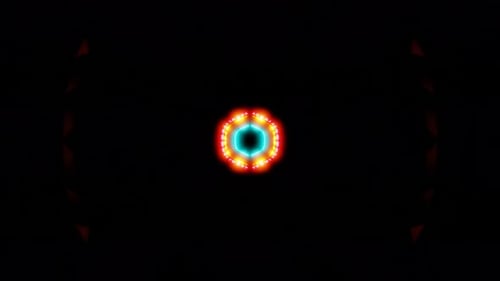 túnel escuro com luz de flash colorida circular vj loop