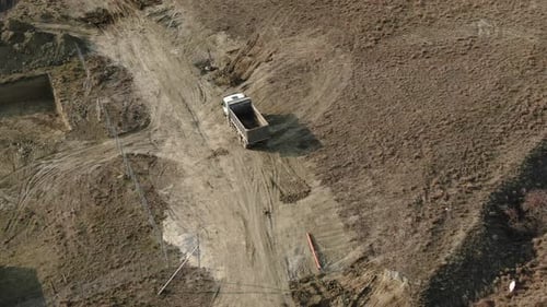 Top View of the Road Works on the Hillside