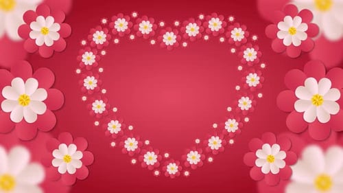 Animated Heart of Flowers Background for Romantic Celebrations