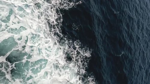 The Wake From a Ferry Boat on the Ocean
