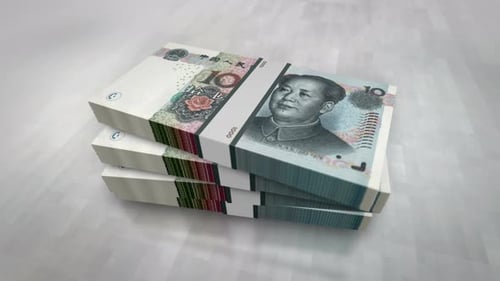 China yuan renminbi money banknote pile packs