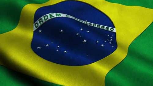 Realistic Brazil Flag Waving Animation