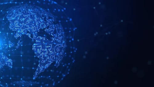 Esfera terrestre futurista con conexión de red Global Hologram Hud