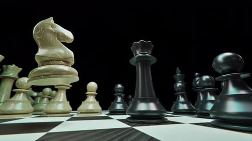 Modern 3D Chess Knight Capture Animation