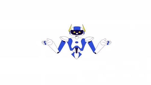 Robot shoulders shrugging line 2D character animation