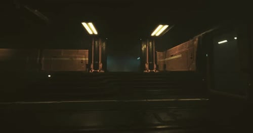 Dark Futuristic Sci-Fi Corridor Fly-Through