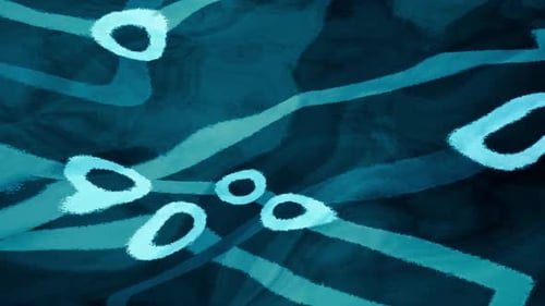 Glossy Teal With Line And Circle Waving Like Water Abstract Background