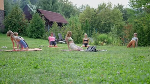 Group of Women Doing Yoga Outdoors