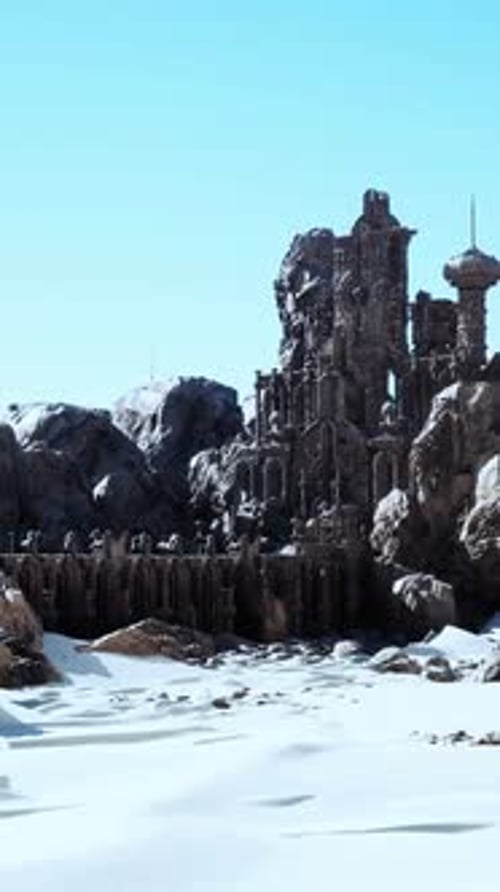 A Large Stone Building with Many Spires on Top of It