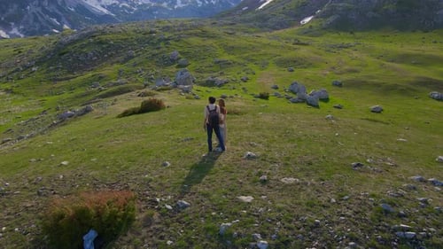 Family Enjoying Mountain View on Scenic Vacation