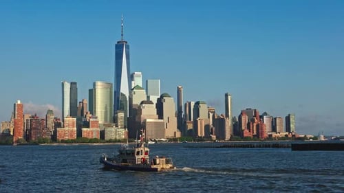Magnificent cityscape of New York, iconic skyscrapers visible from New Jersey