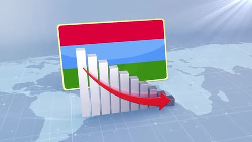 Karelia Flag And Bar Chart With Decreasing Values Economic Crisis Concept