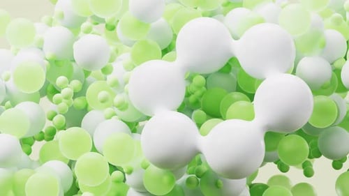 Chemical molecule with particles spheres background