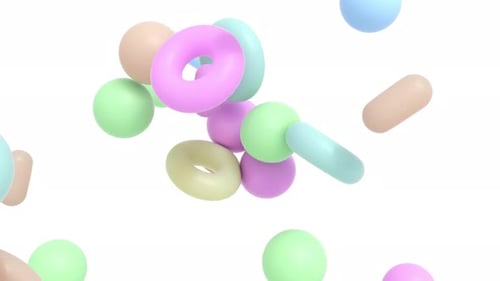 Pastel 3D Geometric Shapes Falling Animation Loop