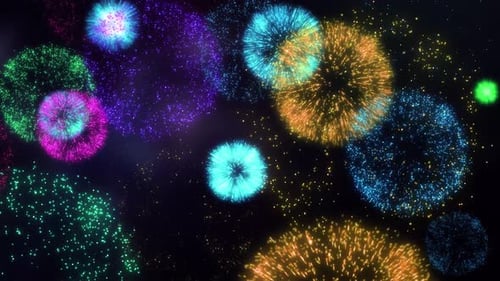 Vibrant Colorful Fireworks Display on Dark Night Sky