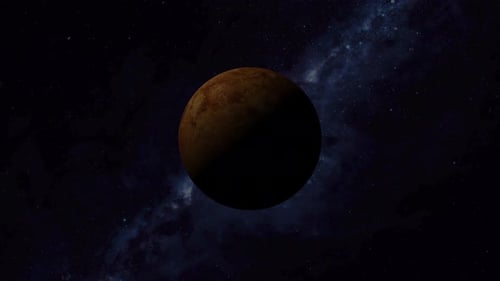 Animation des Planeten Venus vom Weltraum aus gesehen, Asteroiden, Wolke und Kosmos, nahe der Umlaufbahn. 2189