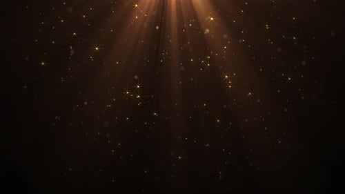 Golden Glittering Particles and Light Rays Overlay