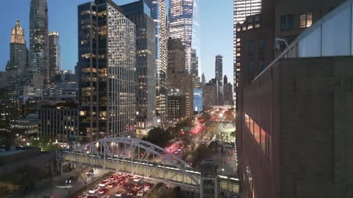 Manhattan at Night City Lights Night in Manhattan NYC Aerial View New York City Illuminated