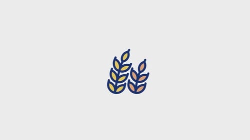 Animated Flat Design Wheat Stalks Blowing in Wind Icon