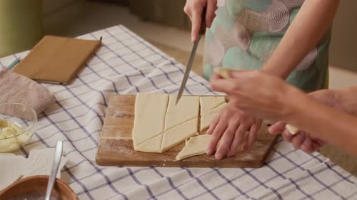 Preparing Dough for Baking at Home in the Kitchen