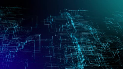 Glowing Cyber Circuit Data Stream Animation