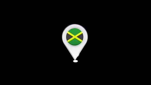 3D Animated Location Pin with Jamaica Flag