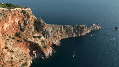 Ancient Fortress Wall on a High Mountain