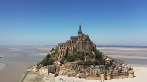 Aerial View Of France- Mont Saint-Michel Castle