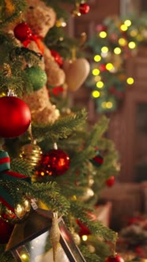 Festive Christmas Tree Decorated with Ornaments