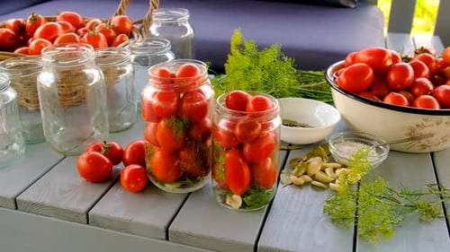 Fresh Tomatoes Being Prepared for Canning