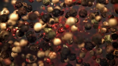 Scattered Blend of Whole Black White Pepper Spice