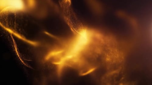 Abstract Golden Shimmering Particles Fluid Background