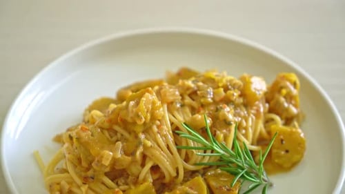 Delicious Squash Pasta Topped with Rosemary