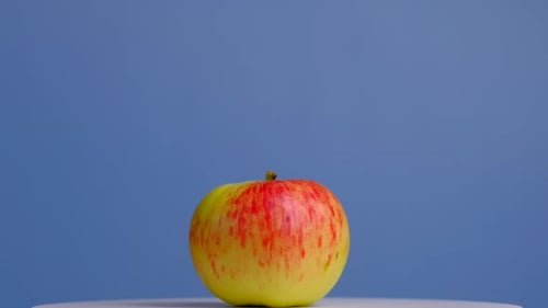 Ripe Apple Still Life on Blue Background