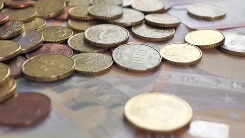 Close Up of Scattered Euro Currency