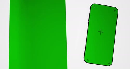 Phone Green Screen And Left Green Screen With On A White Background Smartphone Technology