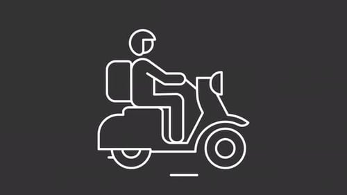 Animated delivery bike white icon