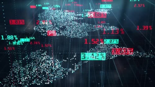Forex Trade with Digital World Map Financial Trading Prices Global Finance Exchange Index Concept