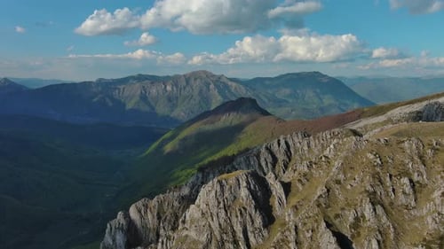 Rocky Mountains and Valley Before Sunset Aerial
